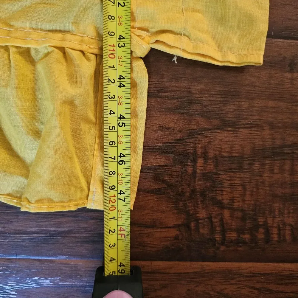 Vintage Bright Orange Yellow Ruffled Curtains Pair 47